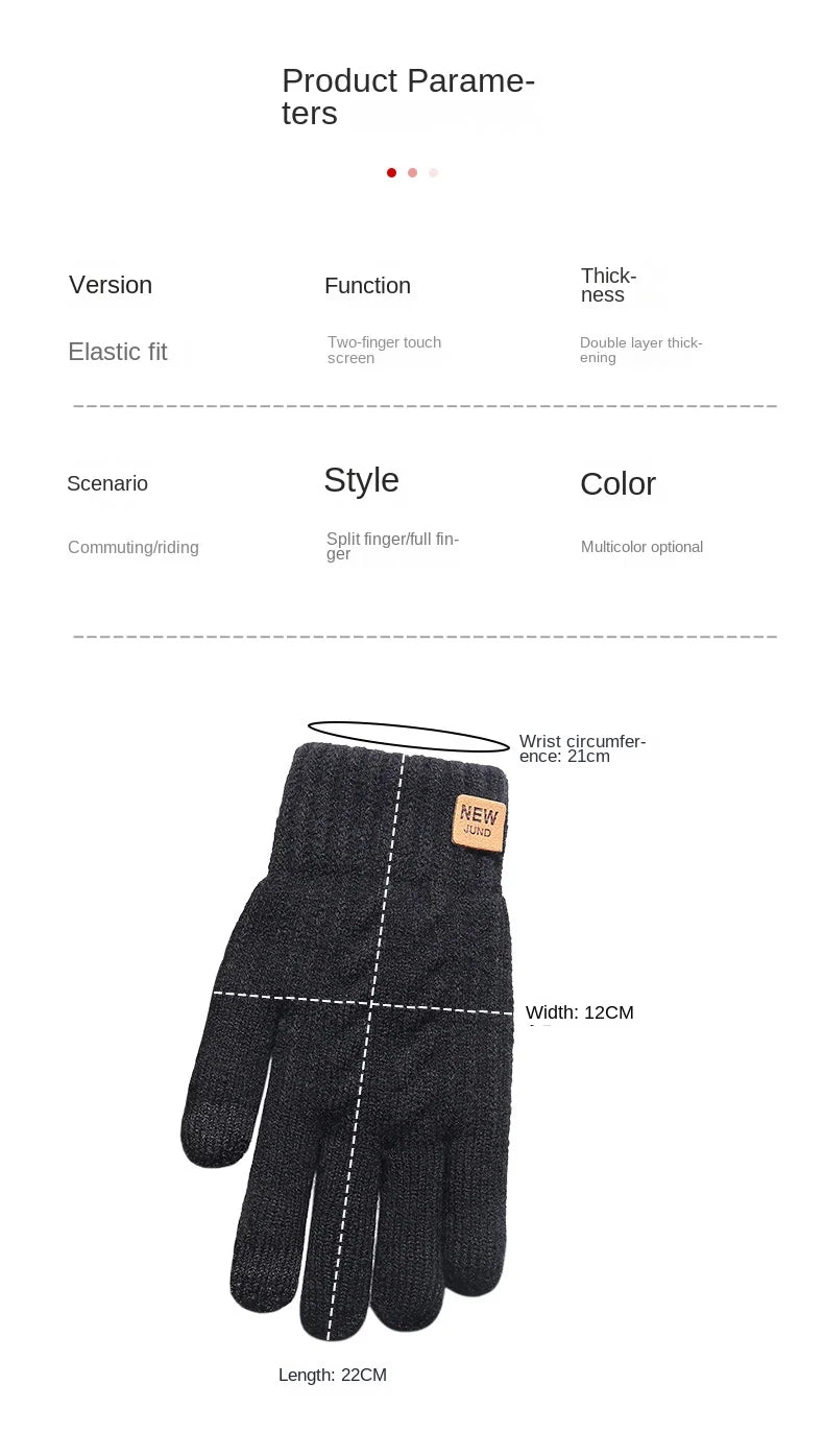 Wholesale Fleece Lined Fashion Warm Black Cable Knitted Winter Touch Screen Gloves