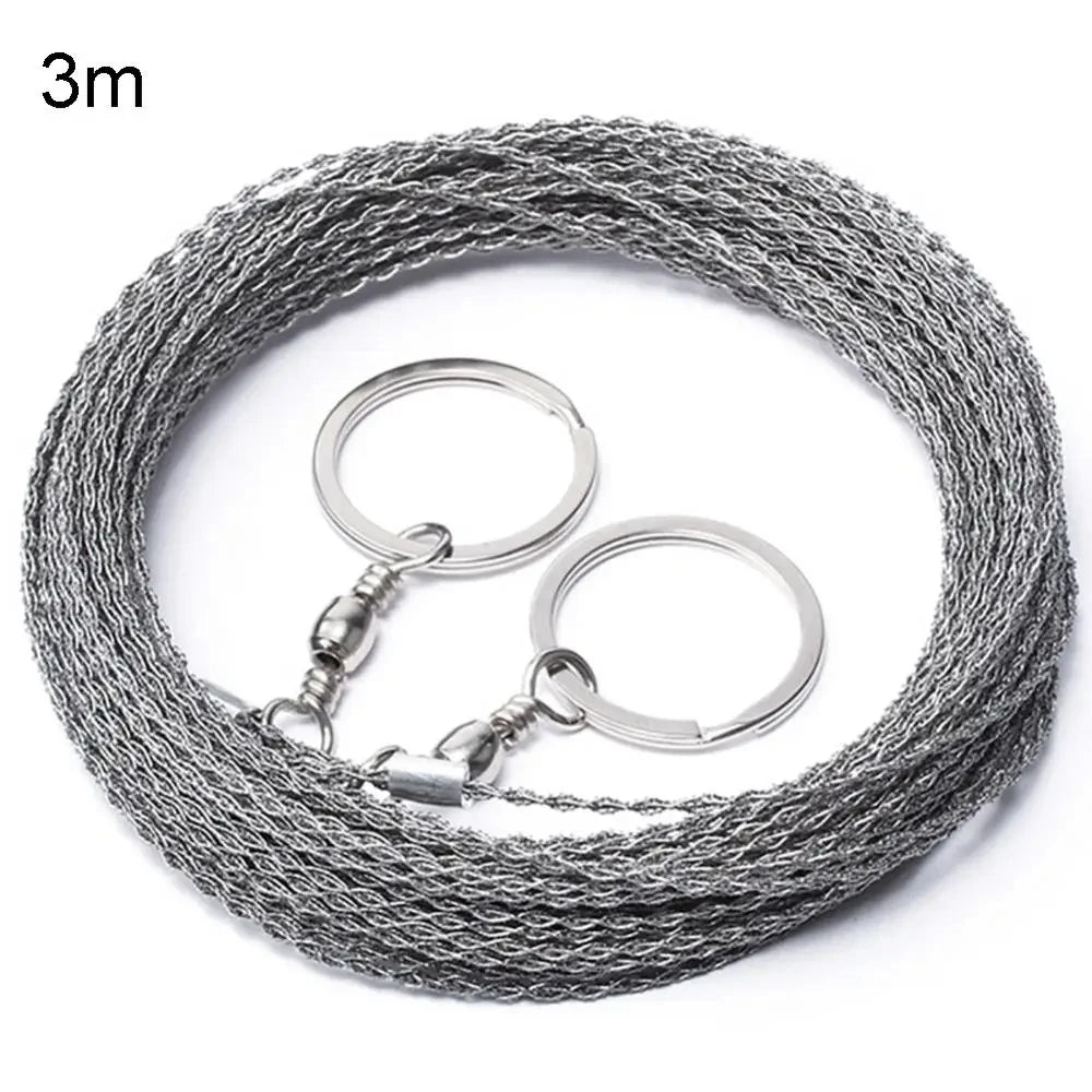 1-3M Outdoor Hand Drawn Rope Saw Portable Stainless Steel Wire Saw Manual Cutting Chain Camping Hiking Survive Woodworking Tools