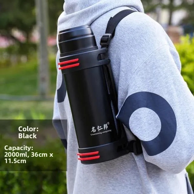 Large Capaci 2000ml Stainl Steel 304 Insulated Water Bottle Portable Outdoor Men's Women's Beverages Dining Utensils