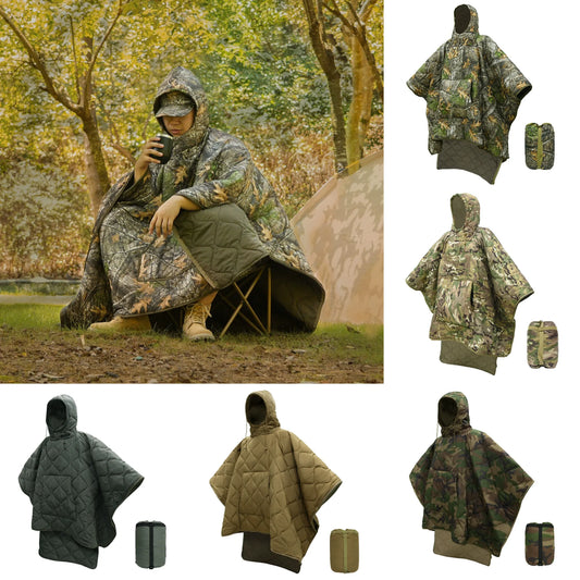 Camo Blanket Waterproof Insulation Poncho Winter Warm Liner for Outdoor Camping Hiking Hunting Survival Emergency Sleeping Bag