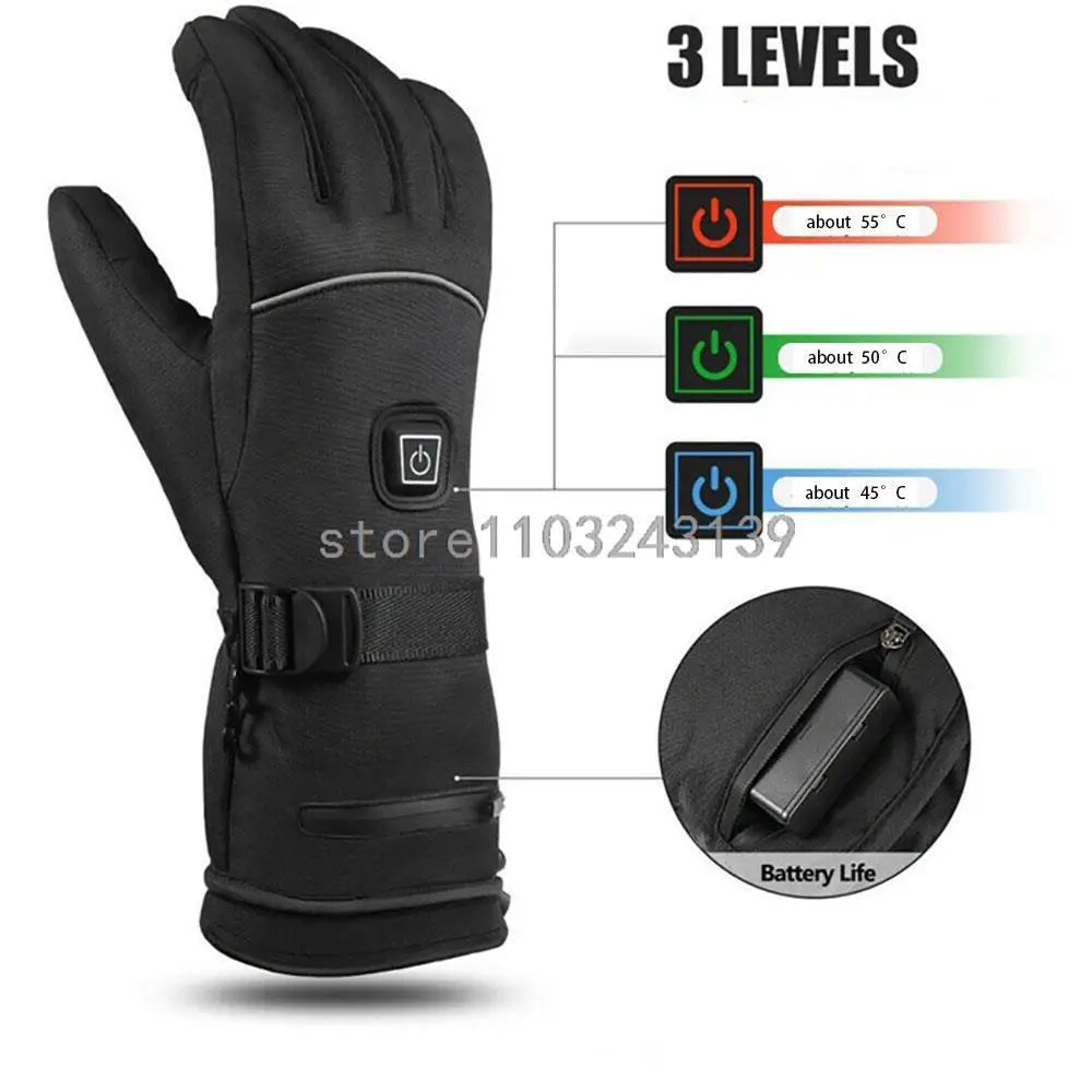 Winter Heated Gloves With Battery Box Heating Hand Warmer Thermal Gloves Waterproof Snowboard Cycling Motorcycle Bicycle Ski