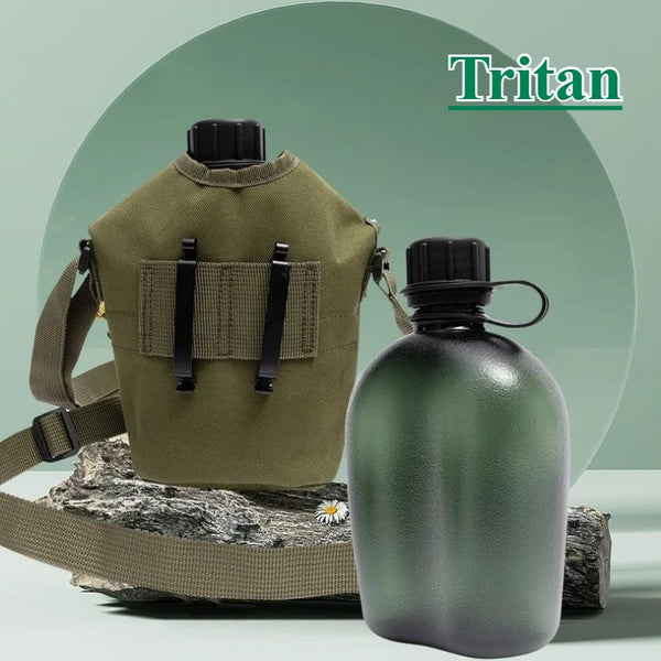 1L Portable Tritan Water Bottle Outdoor Mountain Climbing Tactics Military Enthusiast Outdoor American Training Camping Sports