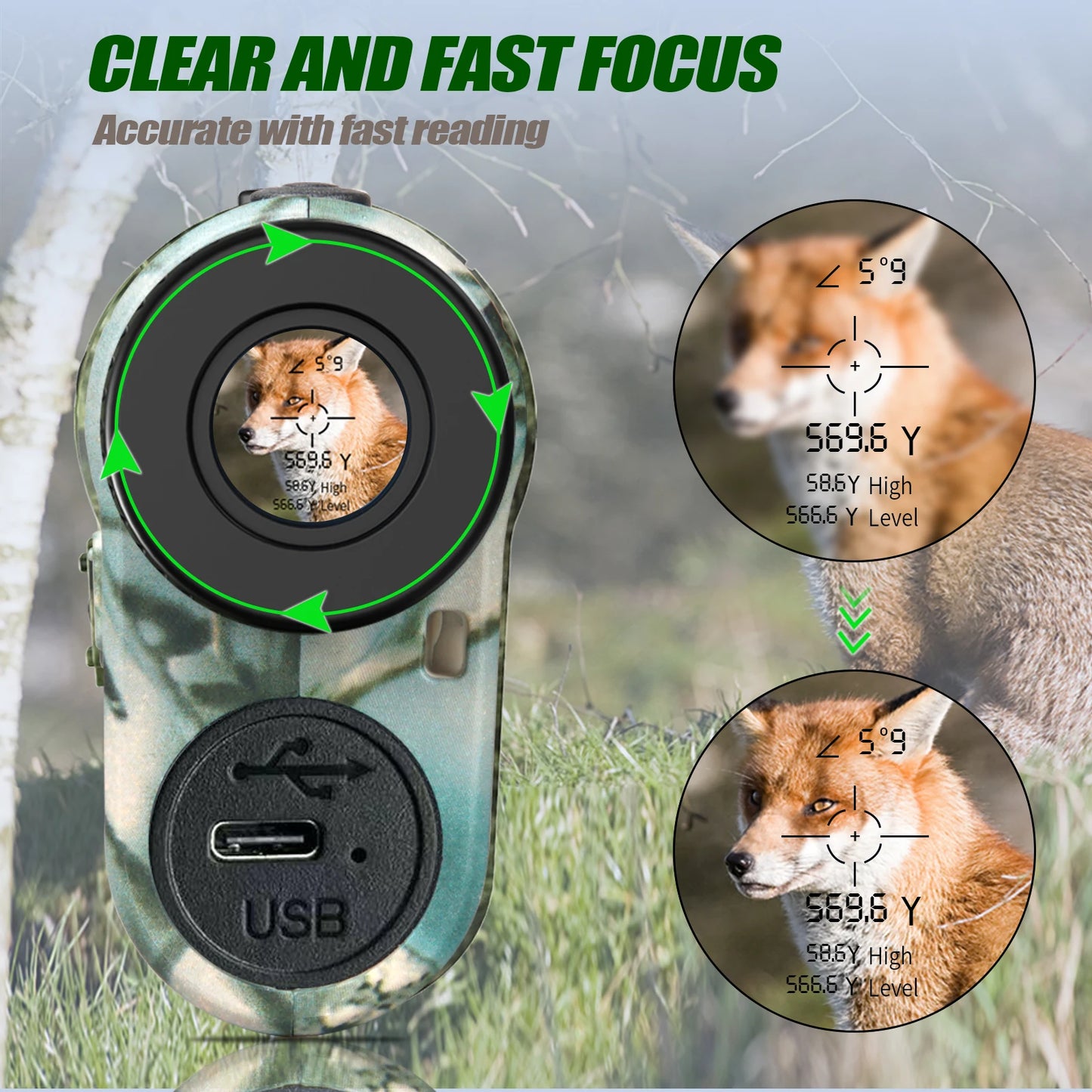 REVASRI Laser Rangefinder 1000M Hunting Range Finder with Rechargeable Battery Outdoor Target Acquisition Technology Monoculars