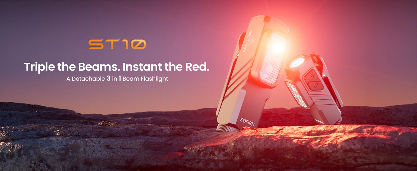 New Sofirn ST10 EDC Flashlight 14500 1000LM USB C Rechargeable Waterproof With Red Light Magnetic Tail & Clip For Camping Emerge