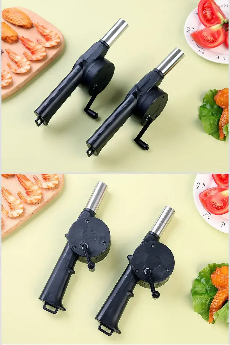Portable Hand Crank Fan Air Blower Manual BBQ Grill Fire Starter Flame Exciter Cooking Tool for Barbecue Picnic Camping BBQ Tool