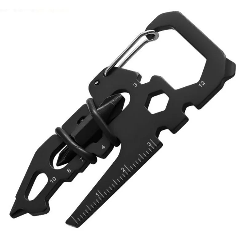 Multifunctional Stainless Steel Carabiner Keychain,Bottle Opener Multi-Tool Card,Portable Outdoor Tool for Camping Climbing EDC
