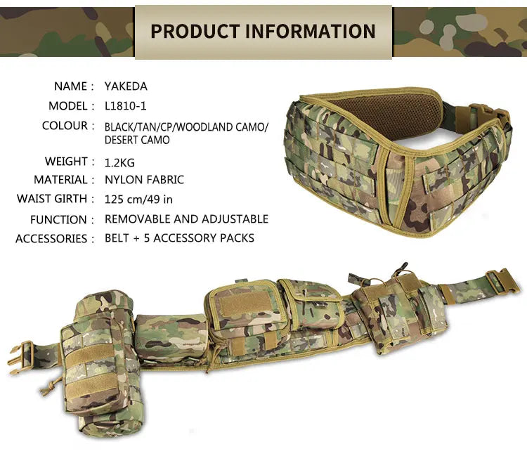 Yakeda Gear User Outdoor Black Hunting Tactics Law Enforcement Duty Security Traffic air gun Belt airsoft equipment Camo