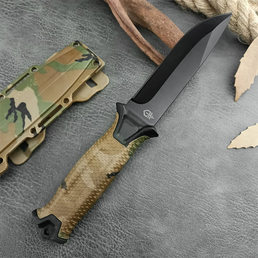 GB 1500 Military Tactical Fixed Blade Knife 8Cr13Mov Blade Plastic Handle Outdoor Hiking Camping Hunting Cutting Survival Tools