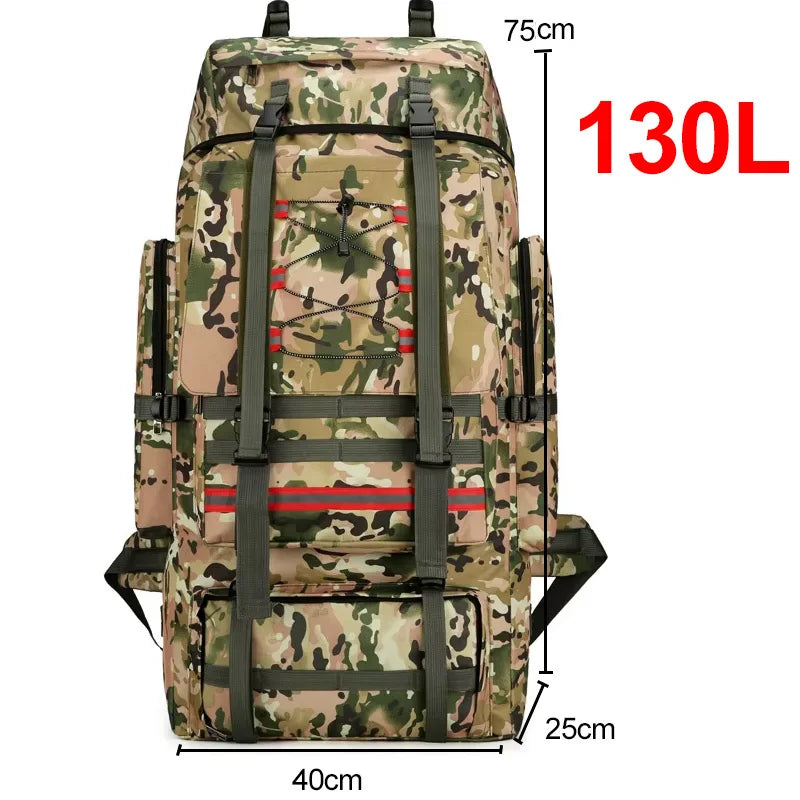 130L Hiking Camping Backpack Travel Large Luggage Bag Men Trekking Outdoor Sports Pack Molle Trekking Rucksack For Men Big Bag
