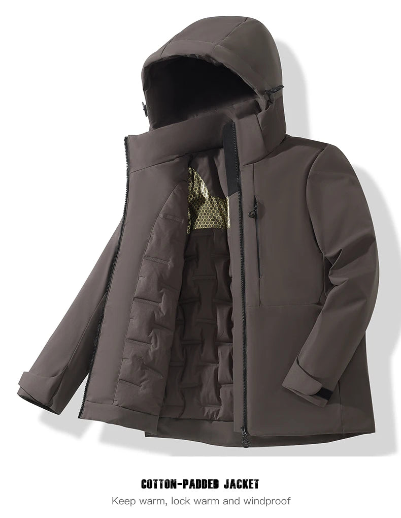 EUMERGX Men's Women's Winter Coat Waterproof Windproof Warm Fleece Jacket Unisex Hiking Camping Skiing Climbing Windbreaker