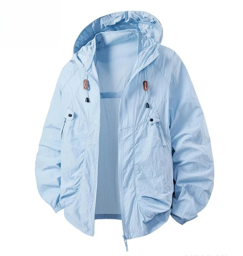 Men's Fishing Hooded Jacket Hiking Mountain Sport Waterproof Lightweight Windbreaker Rain Shell 2025 Camping Sun-proof Raincoat