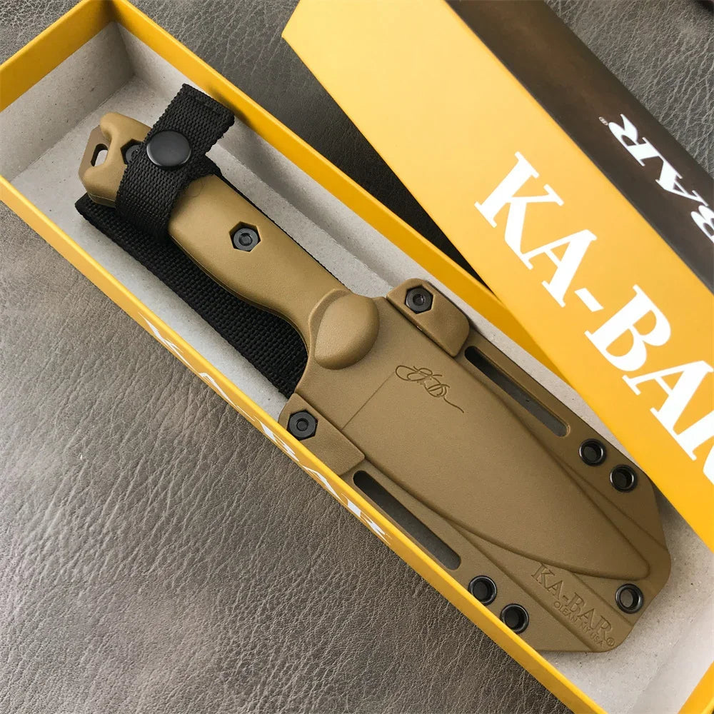 KA-BAR18 Military Fixed Blade Knife D2 Blade Nylon Fiberglass Handle Outdoor Jungle Hunting Cutting Knives EDC Emergency Tools