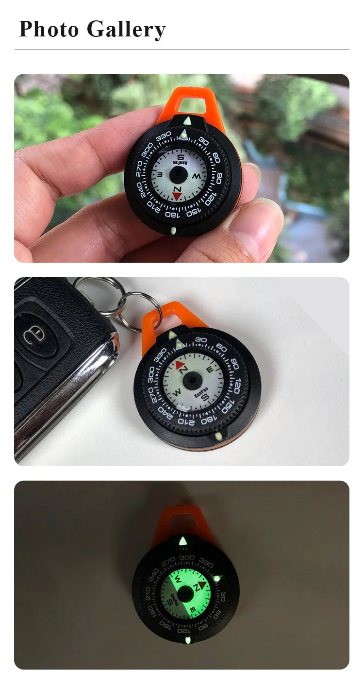KANPAS EDC Mini Compass, Luminous Compass for Adventure Map Reading, Light Weight Outdoor Survival Gear, K-18